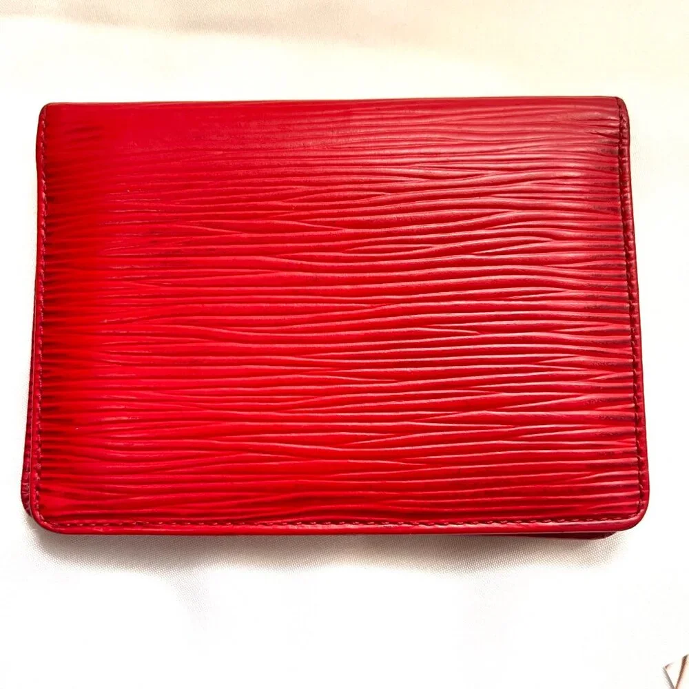 Louis Vuitton Epi Red Leather Pocket Organizer Business Card Credit Card wallet
